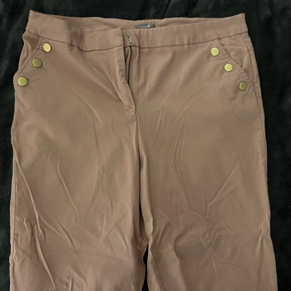 Elegant Tan Trousers with Gold Details